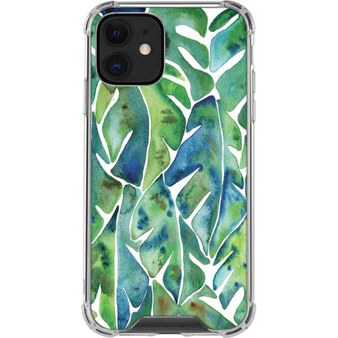 Cat Coq Tropical Leaves iPhone 12 Clear Case