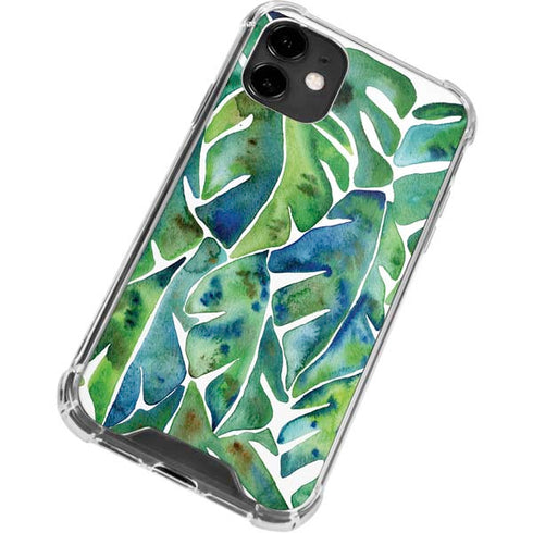 Cat Coq Tropical Leaves iPhone 12 Clear Case