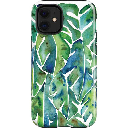 Cat Coq Tropical Leaves iPhone 12 Mini Impact Case