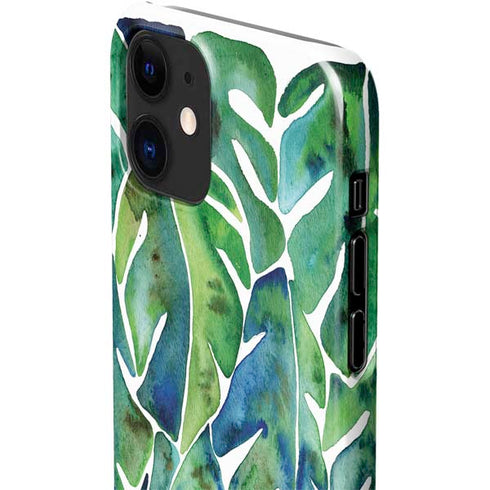 Cat Coq Tropical Leaves iPhone 12 Mini Lite Case