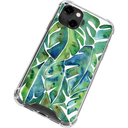 Cat Coq Tropical Leaves iPhone 13 Clear Case