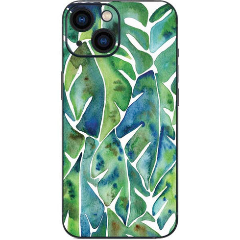 Cat Coq Tropical Leaves iPhone 13 Mini Skin