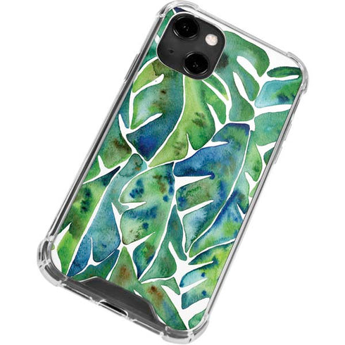 Cat Coq Tropical Leaves iPhone 14 Clear Case
