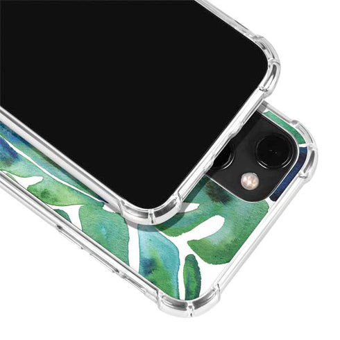 Cat Coq Tropical Leaves iPhone 14 Plus Clear Case