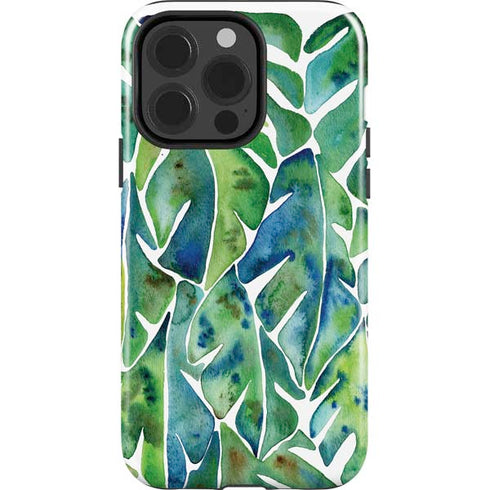 Cat Coq Tropical Leaves iPhone 14 Pro Impact Case