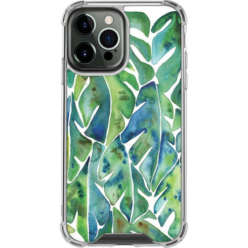 Cat Coq Tropical Leaves iPhone 14 Pro Max Clear Case