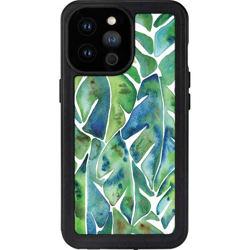 Cat Coq Tropical Leaves iPhone 14 Pro Max Waterproof Case