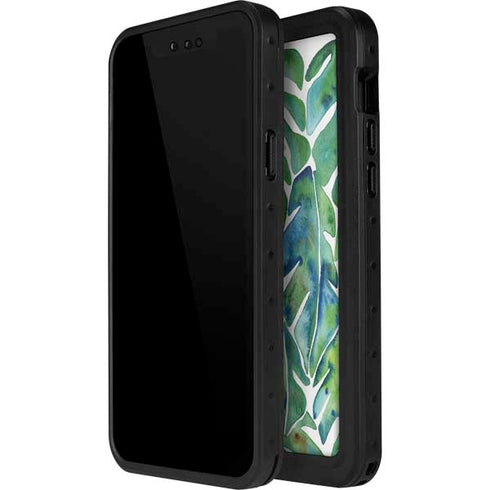 Cat Coq Tropical Leaves iPhone 14 Pro Max Waterproof Case