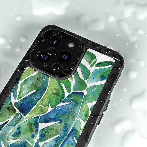Cat Coq Tropical Leaves iPhone 14 Pro Max Waterproof Case