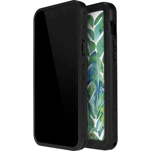 Cat Coq Tropical Leaves iPhone 14 Pro Waterproof Case