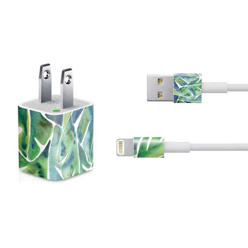 Cat Coq Tropical Leaves iPhone Charger (5W USB) Skin