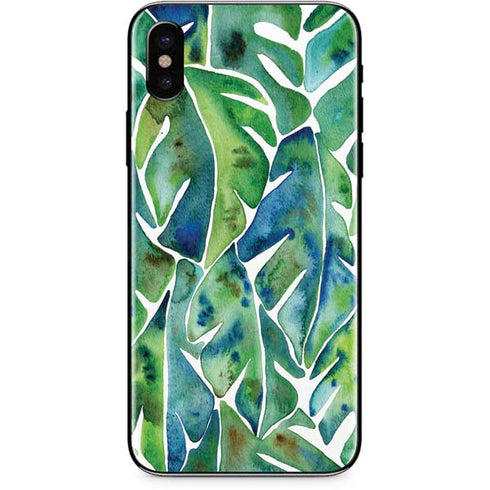 Cat Coq Tropical Leaves iPhone XS Skin
