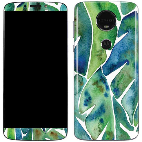 Cat Coq Tropical Leaves Moto E5 Plus Skin