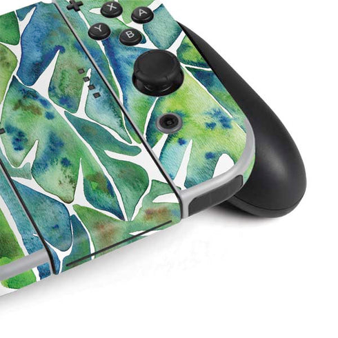 Cat Coq Tropical Leaves Nintendo Switch OLED (2021) Skin