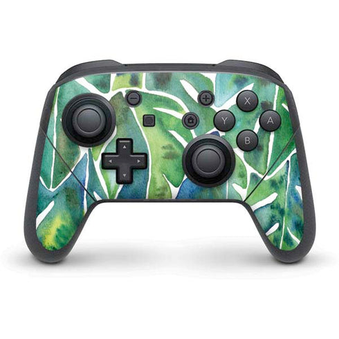 Cat Coq Tropical Leaves Nintendo Switch Pro Controller Skin