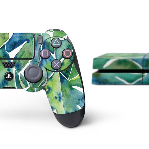 Cat Coq Tropical Leaves PS4 Console and Controller Bundle Skin