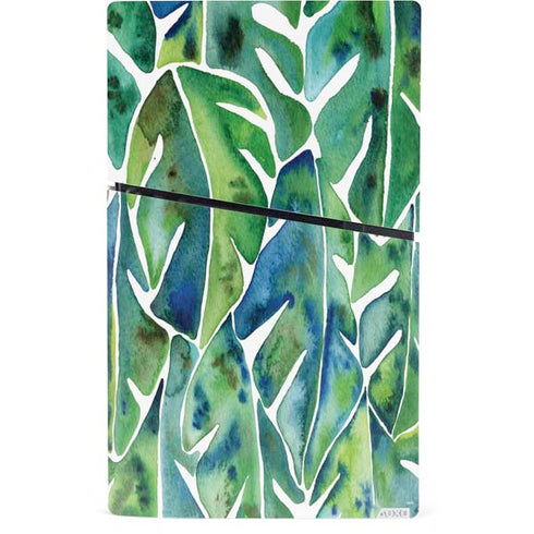 Tropical Leaves by Cat Coq PS5 Slim Digital Edition Bundle Skin