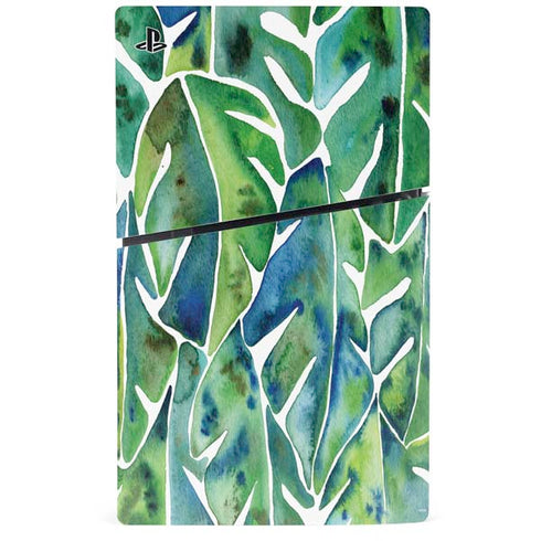 Tropical Leaves by Cat Coq PS5 Slim Digital Edition Console Skin