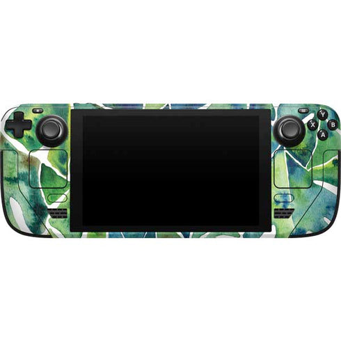 Cat Coq Tropical Leaves Steam Deck Handheld Gaming Computer Skin