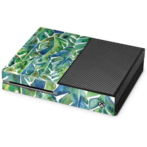 Cat Coq Tropical Leaves Xbox One Console Skin