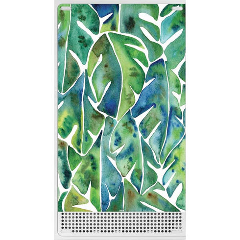 Cat Coq Tropical Leaves Xbox Series S Console Skin