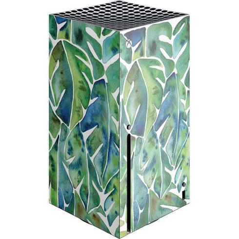 Cat Coq Tropical Leaves Xbox Series X Console Skin