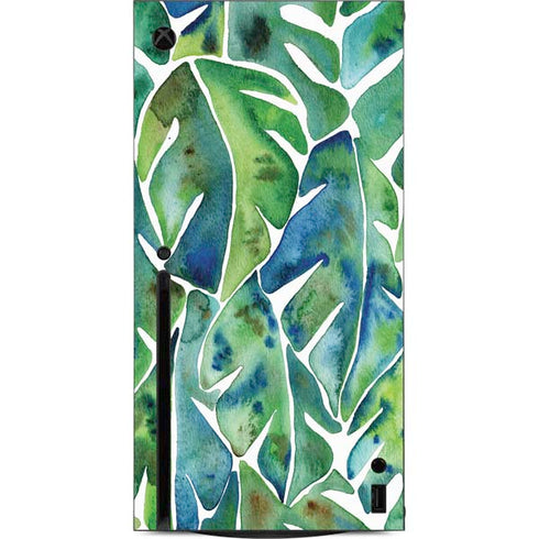 Cat Coq Tropical Leaves Xbox Series X Console Skin