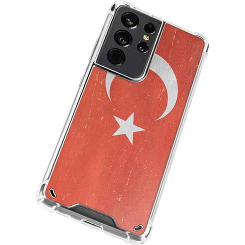Turkish Flag Distressed Galaxy S21 Ultra 5G Clear Case