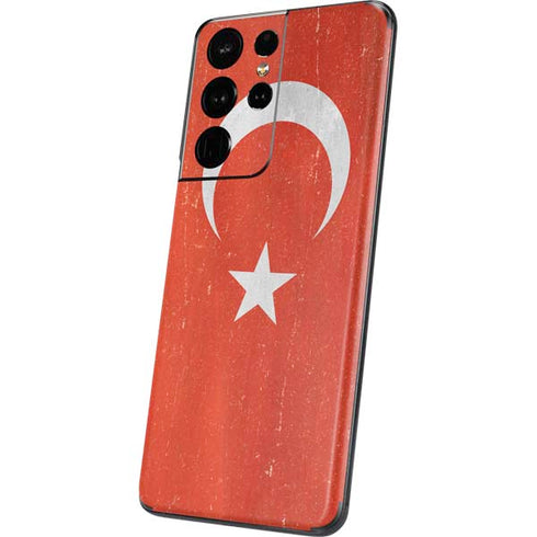 Turkish Flag Distressed Galaxy S21 Ultra 5G Skin