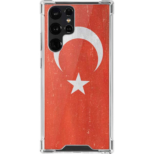Turkish Flag Distressed Galaxy S22 Ultra Clear Case