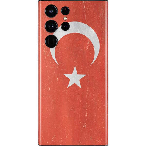 Turkish Flag Distressed Galaxy S22 Ultra Skin