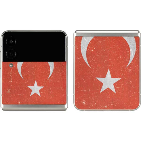 Turkish Flag Distressed Galaxy Z Flip3 5G Skin