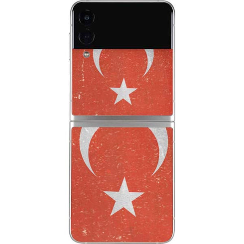 Turkish Flag Distressed Galaxy Z Flip3 5G Skin