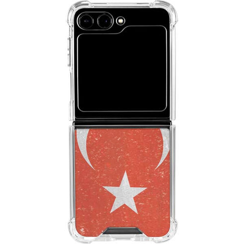 Turkish Flag Distressed Galaxy Z Flip5 5G Clear Case