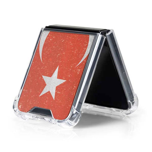 Turkish Flag Distressed Galaxy Z Flip5 5G Clear Case