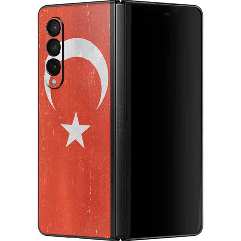 Turkish Flag Distressed Galaxy Z Fold3 5G Skin