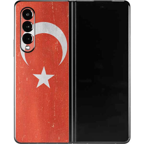 Turkish Flag Distressed Galaxy Z Fold3 5G Skin