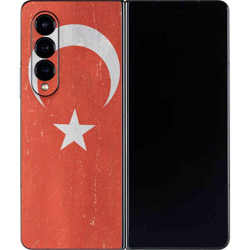 Turkish Flag Distressed Galaxy Z Fold4 5G Skin