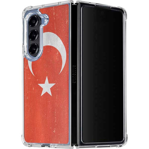 Turkish Flag Distressed Galaxy Z Fold5 5G Clear Case