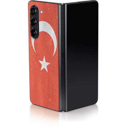 Turkish Flag Distressed Galaxy Z Fold5 5G Skin
