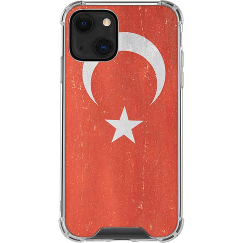 Turkish Flag Distressed iPhone 13 Mini Clear Case