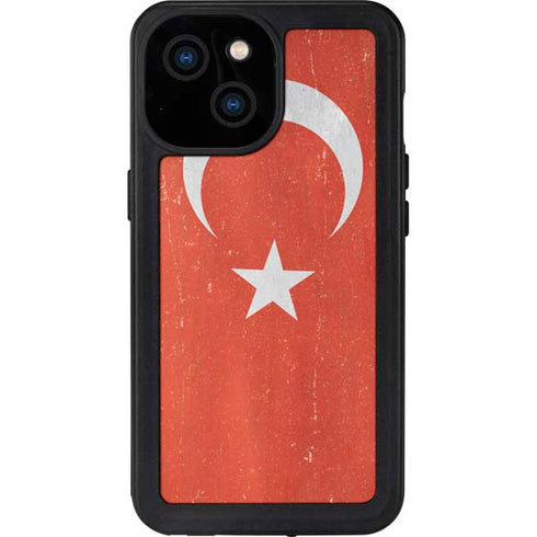 Turkish Flag Distressed iPhone 13 Mini Waterproof Case