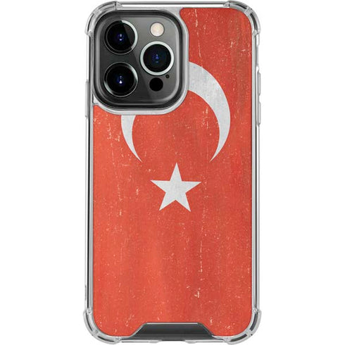 Turkish Flag Distressed iPhone 13 Pro Clear Case