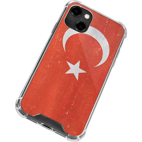 Turkish Flag Distressed iPhone 14 Clear Case