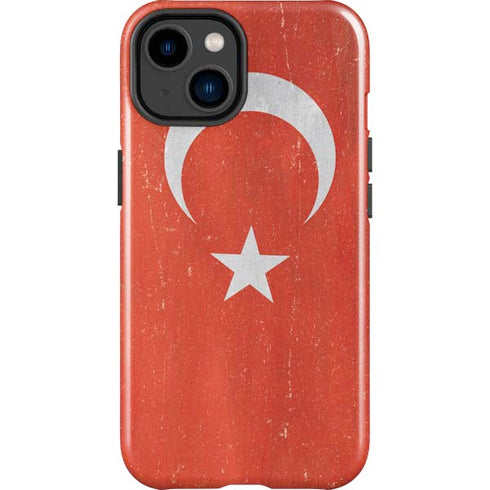 Turkish Flag Distressed iPhone 15 Plus Impact Case