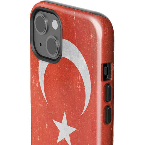 Turkish Flag Distressed iPhone 14 Plus Impact Case
