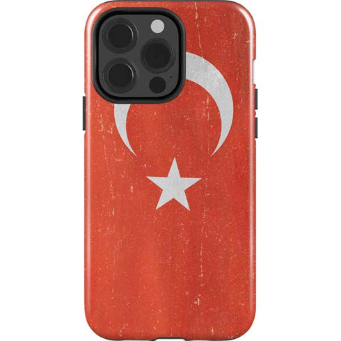 Turkish Flag Distressed iPhone 15 Pro Impact Case