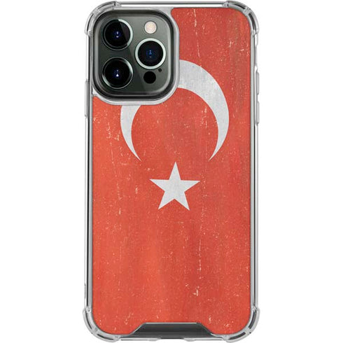 Turkish Flag Distressed iPhone 15 Pro Max Clear Case