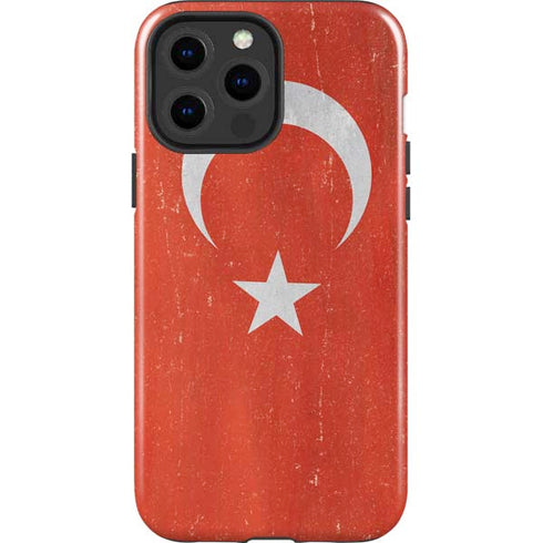 Turkish Flag Distressed iPhone 14 Pro Max Impact Case