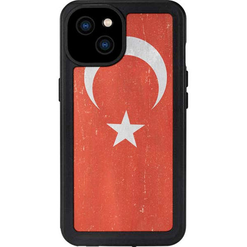 Turkish Flag Distressed iPhone 15 Plus Waterproof Case